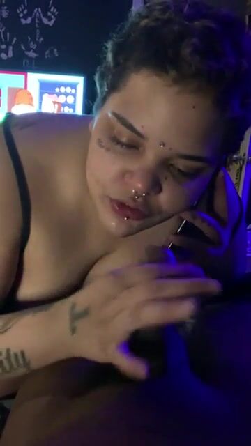 On the phone with her momma suckin my dick ????