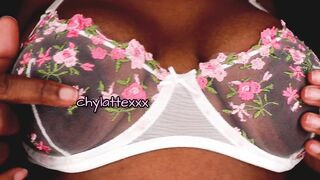 Ebony MILF: Can you suck Mommy's nips through her lace bra? #4