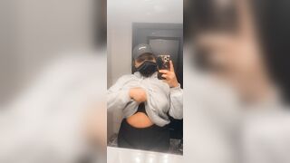 A little hangtime in the gym bathroom