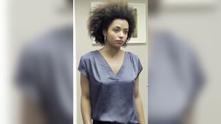 Cute topless ebony girl